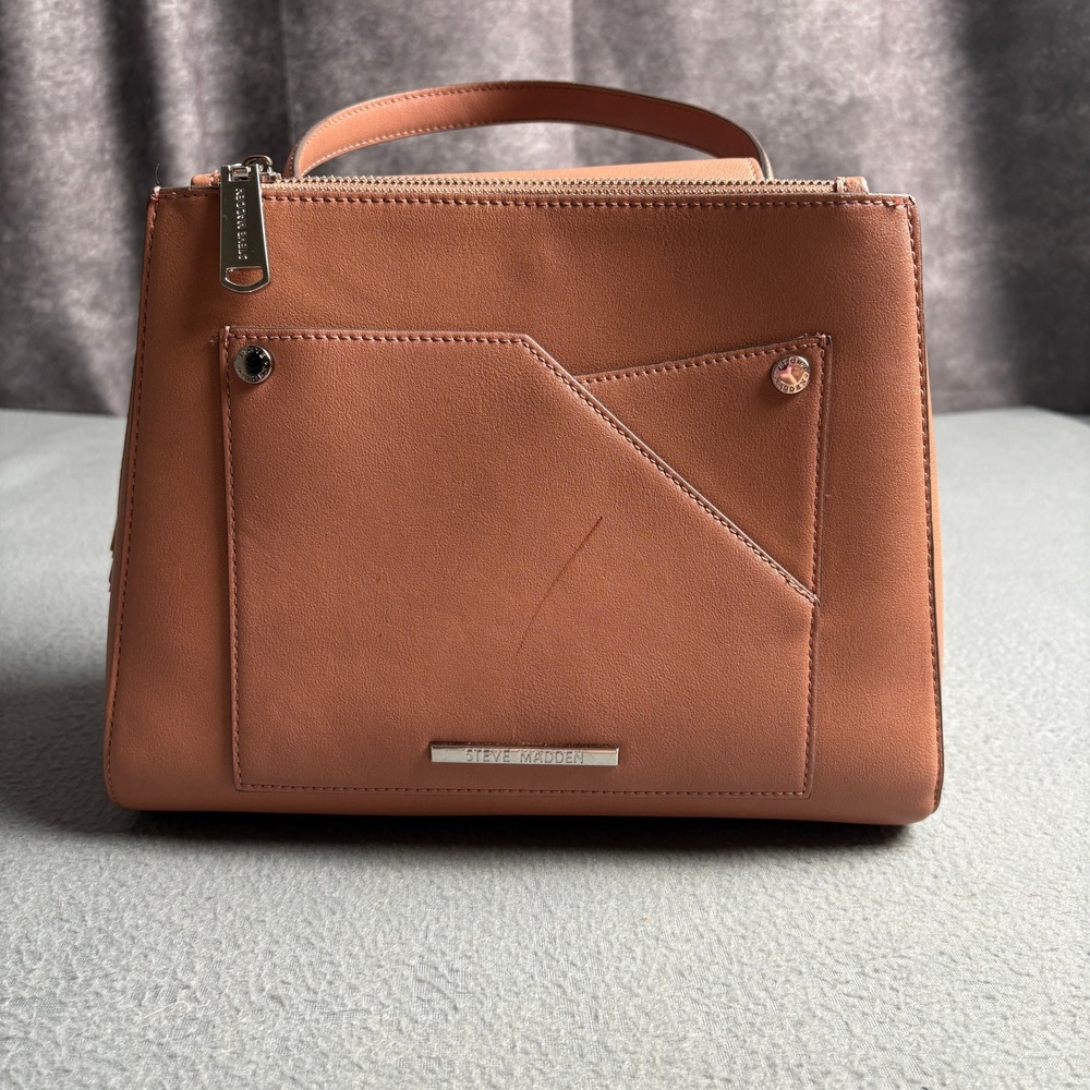 Steve Madden Clay‎ Pink Faux Leather Satchel Handbag Silver Hardware Top Handle